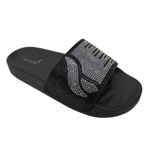 Noblag Glitter Sandals Women Slip Black